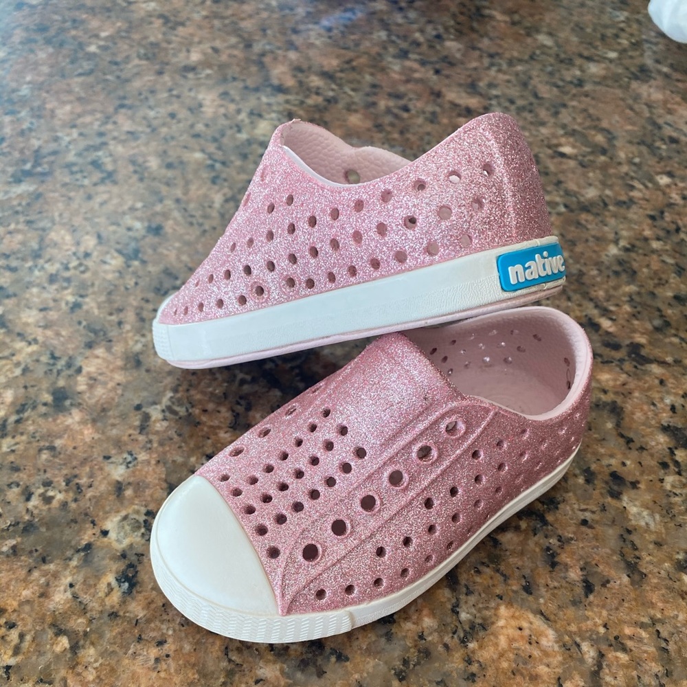 Pink sparkle Native shoes